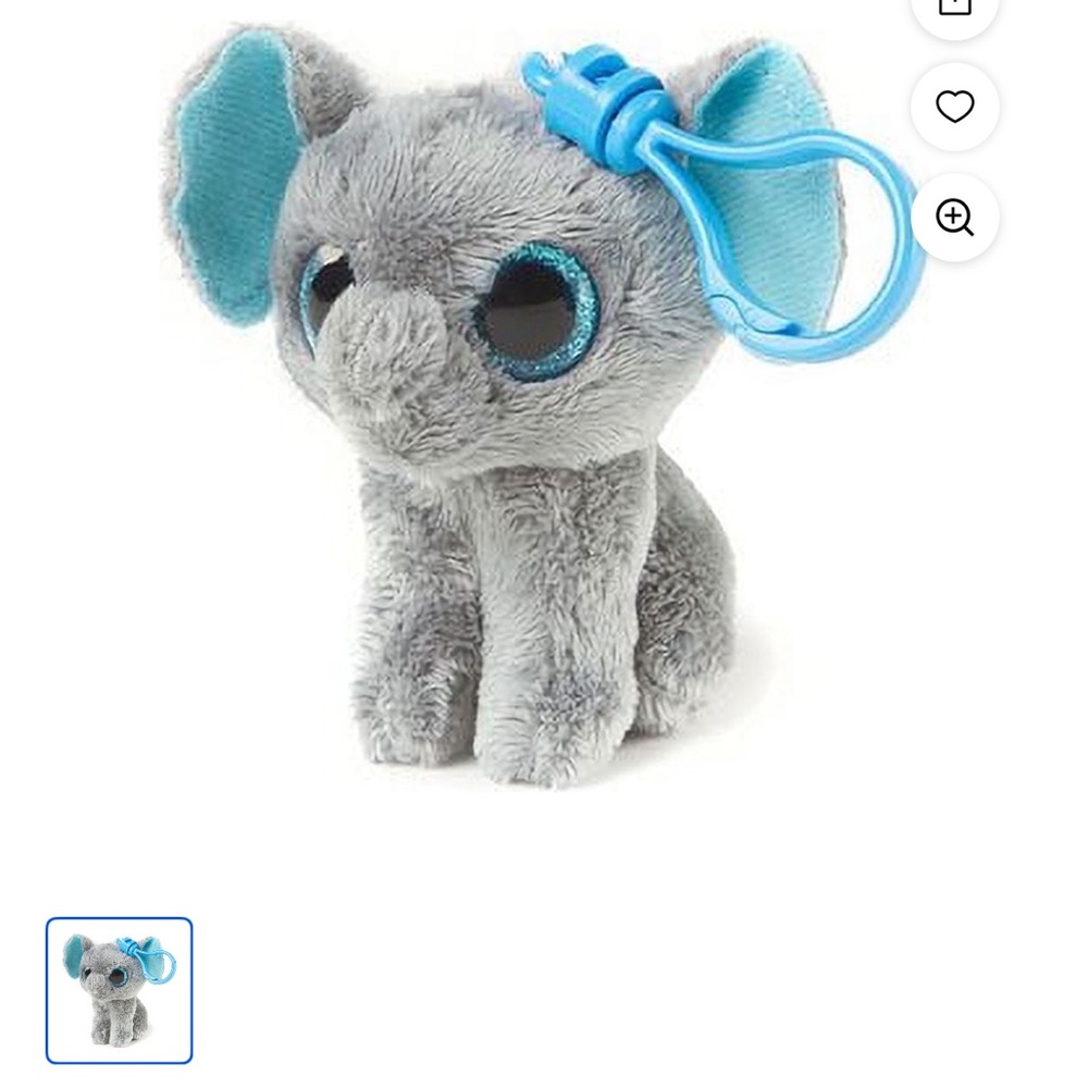 NWOT TY Beanie Boos - PEANUT the Elephant (Glittery  Eyes) (Key Clip)